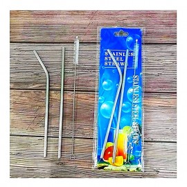 Stainless Steel Reusable Straws Set with Brush