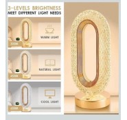 Crystal Oval LED Table Lamp 3-Level Brightness