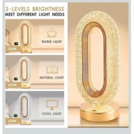 Crystal Oval LED Table Lamp 3-Level Brightness